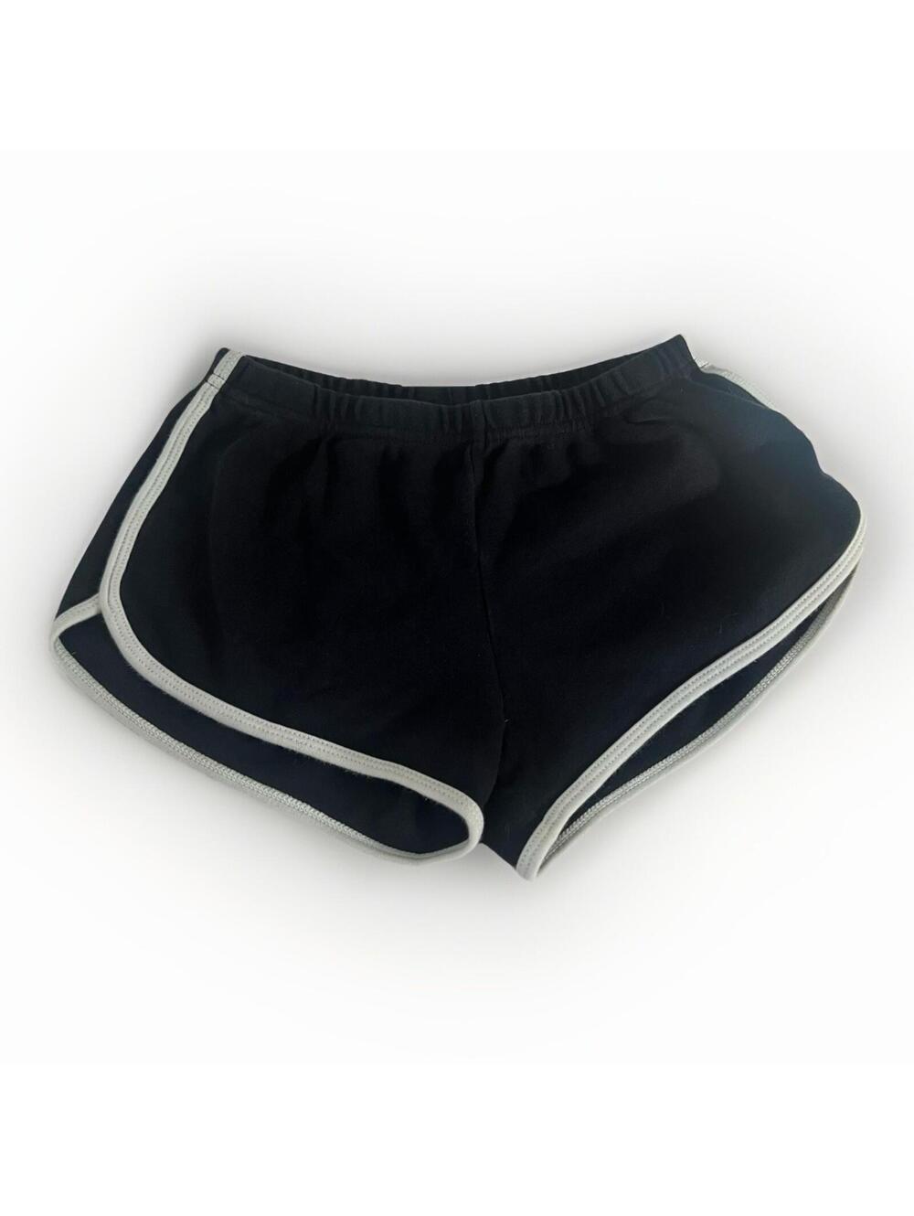 American Apparel Black Dolphin Shorts White Piping Track Gym Lounge Fleece XS⁠